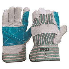ProChoice Leather General Purpose Glove Green/Red Cotton Back / Reinforced Cowsplit Leather Palm. Heavy Duty (R88FG)