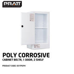 PRATT WHITE POLY CORROSIVE CABINET 60LTR. 1 DOOR, 2 SHELF (5517PSPH)