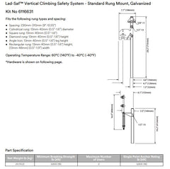 3M DBI-SALA Lad-Saf Cable Vertical Safety System Bracketry 6116631 Galvanized