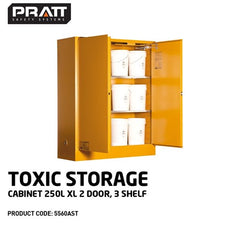 PRATT TOXIC CABINET 250LTR XL 2 DOOR, 3 SHELF (5560AST)