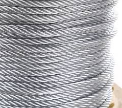 20m x 6mm Galvanized wire rope (7/19) MBF 25kN Grade 2070