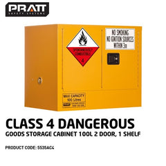 PRATT CLASS 4 DANGEROUS GOODS 100LTR CABINET. 2 DOOR,1 SHELF (5535AC4)
