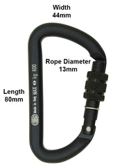 KONG 751 Mini D Screw Gate - Black Rated 600kg