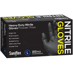 Saniflex Heavy Duty Nitrilte Gloves (Black, Box of 100)