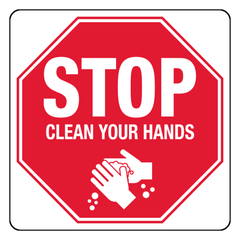 Aero Healthcare Poly Clean Hands Stop Sign 30 x 30cm