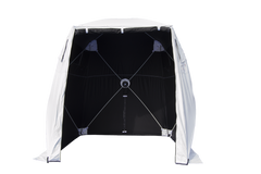 SolarShade Fiber Splicing Tent - white/black rear wall cable slot 6" W x 6" L x 6.5" H with case