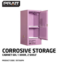 PRATT CORROSIVE CABINET 60LTR 1 DOOR, 2 SHELF (5517ASPH)