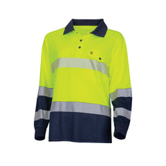 TRu Workwear Polo Women'S 175gsm Recycled Polyester Anti- Microbial Micromesh L/S Two Tone With Segmented Reflective Tape