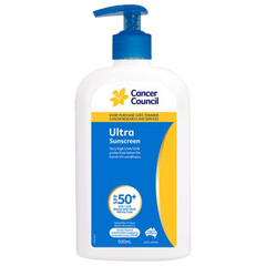 Aero Healthcare CANCER COUNCIL SPF50+ Ultra Sunscreen Pump 500mL (Carton of 12 Each)