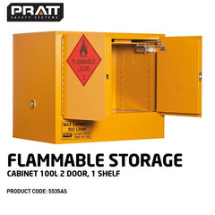PRATT FLAMMABLE CABINET 100LTR 2 DOOR, 1 SHELF (5535AS)