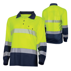 TRu Workwear Polo Women'S 175gsm Recycled Polyester Anti- Microbial Micromesh L/S Two Tone With Segmented Reflective Tape