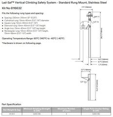 3M DBI-SALA Lad-Saf Cable Vertical System Bracketry Stainless Steel (6116632)