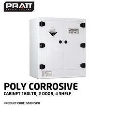 PRATT WHITE POLY CORROSIVE CABINET 160LTR. 2 DOOR, 4 SHELF (5530PSPH)