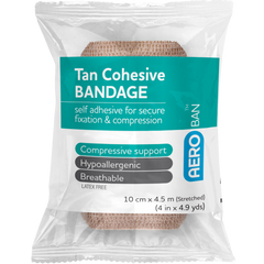 Aero Healthcare AEROBAN Tan Cohesive Bandage 10cm x 4.5M Wrap/12