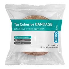 Aero Healthcare AEROBAN Tan Cohesive Bandage 2.5cm x 4.5M Wrap/12