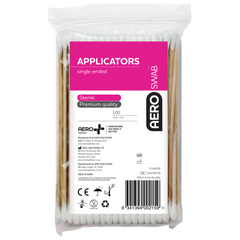 Aero Healthcare AEROSWAB 15cm Wood Single End Applicators Bag/100