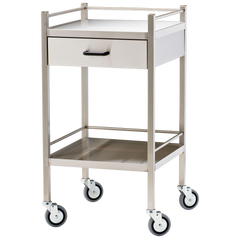 Aero Healthcare Small Stainless Steel Trolley with Drawer 50 x 50 x 97cm