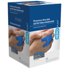 Aero Healthcare AEROPLAST Premium Detectable Knuckle Dressings 7.5 x 3.8cm Box/40