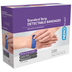 Aero Healthcare AEROPLAST Standard Detectable Strips 7.5 x 2.5cm Box/100