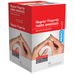Aero Healthcare AEROPLAST Premium Fabric Regular Fingertip Dressings 6 x 4.5cm Box/40