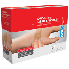 Aero Healthcare AEROPLAST Premium Fabric X-Wide Strip 7.5 x 2.5cm Box/100