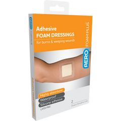 Aero Healthcare AEROFOAM PLUS Adhesive Foam Dressings 7.5 x 7.5cm Box/2