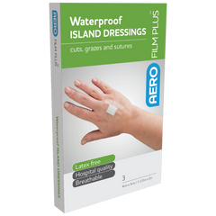 Aero Healthcare AEROFILM PLUS Waterproof Island Dressing 4 x 5cm Box/3 Env/3