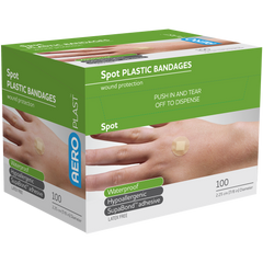 Aero Healthcare AEROPLAST Plastic Spot Dressings 2.25 x 2.25cm Box/100