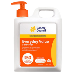 Aero Healthcare CANCER COUNCIL SPF50 Everyday Value Sunscreen Pump 1L (Each)