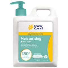 Aero Healthcare CANCER COUNCIL SPF50+ Moisturising Sunscreen Pump 1L (Carton of 6 Each)