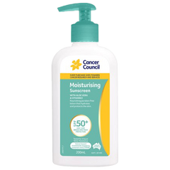 Aero Healthcare CANCER COUNCIL SPF50+ Moisturising Sunscreen Pump 200mL (Carton of 24 Bottle/1)
