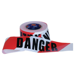 ProChoice "DANGER" on Red/White Hazard Tape 100m x 75mm (DT10075)
