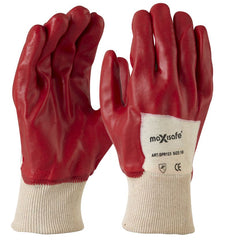 Maxisafe Red Pvc Single Dipped (1 Pair) - Knit Wrist