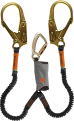 Skylotec Skysafe Pro Flex Y Twin Leg Elasticated 1.8m Shock Absorbing Lanyard - 22mm Gate Steel Triple Action Karabiner & 2x 60mm Gate Steel Scaffold Hooks