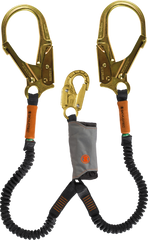 Skylotec Skysafe Pro Flex Y Twin Leg Elasticated 1.8m Shock Absorbing Lanyard - 23mm Gate Steel Double Action Snap Hook & 2x 60mm Gate Steel Scaffold Hook