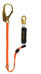 Skylotec BFD Adjustable I Single Leg Sharp Edge Rated 25mm Webbing Lanyard - 23mm 16kN Gate Steel Double Action Snap Hook & 60mm 16kN Steel Scaffold Hook
