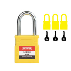 Volt Safety Yellow KD Padlock Chrome Plated Steel Shank 38mm