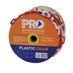 ProChoice 8mm RED/WHITE plastic chain. 8mm x 25m (PCRW825)