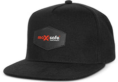 Maxisafe Black Cap, Curved Rim, With Embroidered Red And White Maxisafe Logo (7Cm X 1Cm), And Reinforced Front Panels.