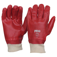 ProChoice Glove Red PVC Single Dip with Knitted Wrist. Length 27cms (PVC27KW)