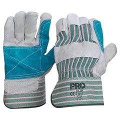 ProChoice Leather General Purpose Glove Green/Red Cotton Back / Reinforced Cowsplit Leather Palm. Heavy Duty (R88FG)