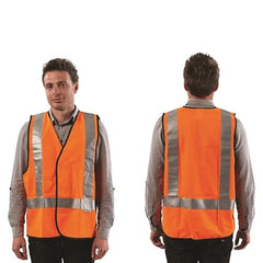 WORKIT Fluro Orange H Back Safety Vest - Day/Night Use - Size Large