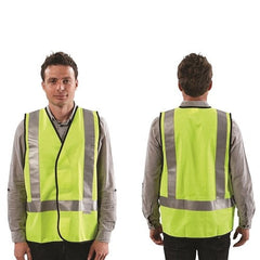 WORKIT Fluro Yellow H Back Safety Vest - Day/Night Use - Size Medium