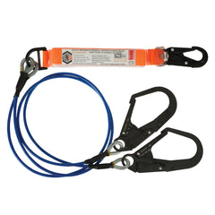LINQ Elite Double Leg Shock Absorbing 2M Wire Rope Lanyard with Hardware SN & SD X2 (WLSA2SNSDSR)