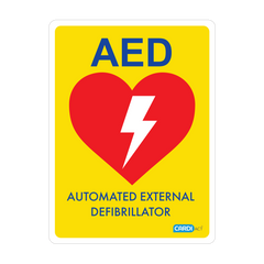 Aero Healthcare CARDIACT Yellow Poly AED Sign 22.5 x 30cm