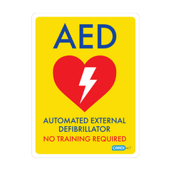 Aero Healthcare CARDIACT Yellow Poly AED Sign - No Training Required 22.5 x 30cm
