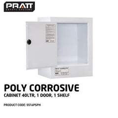 PRATT WHITE POLY CORROSIVE CABINET 40LTR. 1 DOOR, 1 SHELF (5516PSPH)