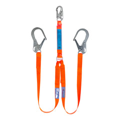 SpanSet ERGO Web Fixed - Twin Energy Absorbing Lanyard with Double Action Scaffolding Hooks