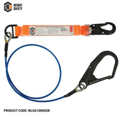 LINQ Elite Single Leg Shock Absorbing 2M Wire Rope Lanyard with Hardware SN & SD (WLSA1SNSDSR)