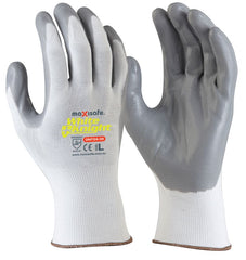 Maxisafe White Knight Synthetic Glove With Grey Foam Nitrile Palm (12 Pairs)